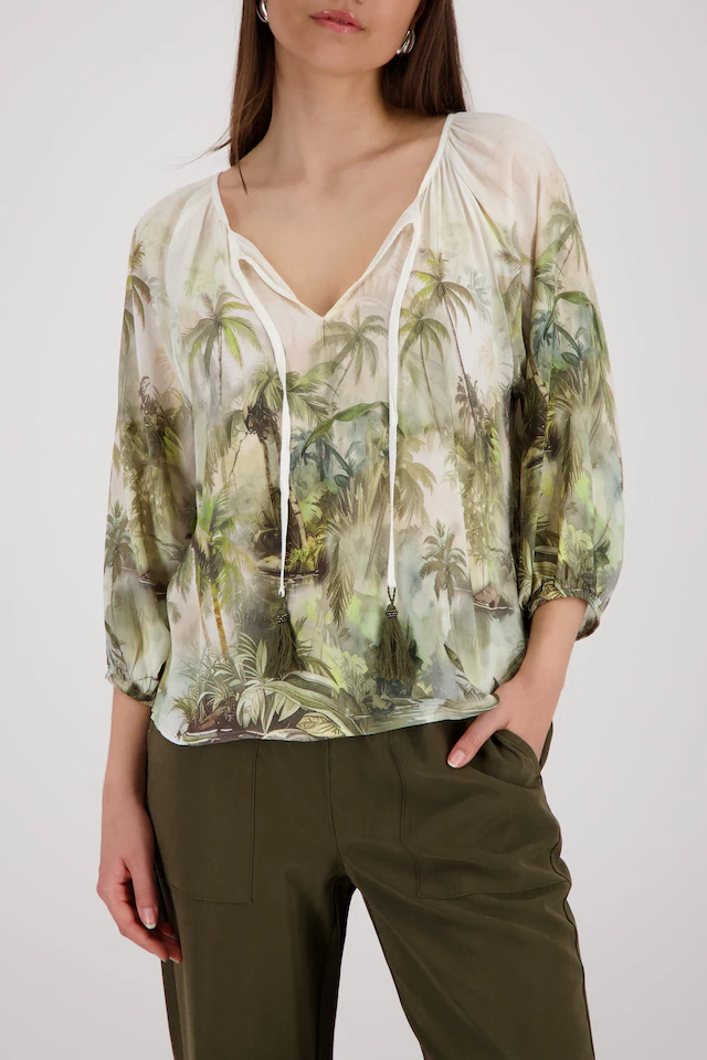 Monari Schlupfbluse »Bluse Tropical Allover« Regular fit mit tropischem Print