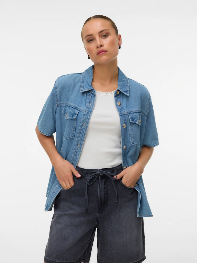 Vero Moda Jeansbluse »VMSIGGA SS CLR DENIM SHIRT« Baumwollmischung, regular fit
