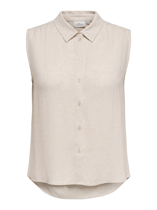 ONLY CARMAKOMA Blusentop »CARSIESTA S/L LINEN BL SHIRT PNT NOOS« Viskosemischung, regular fit, mit Leinen