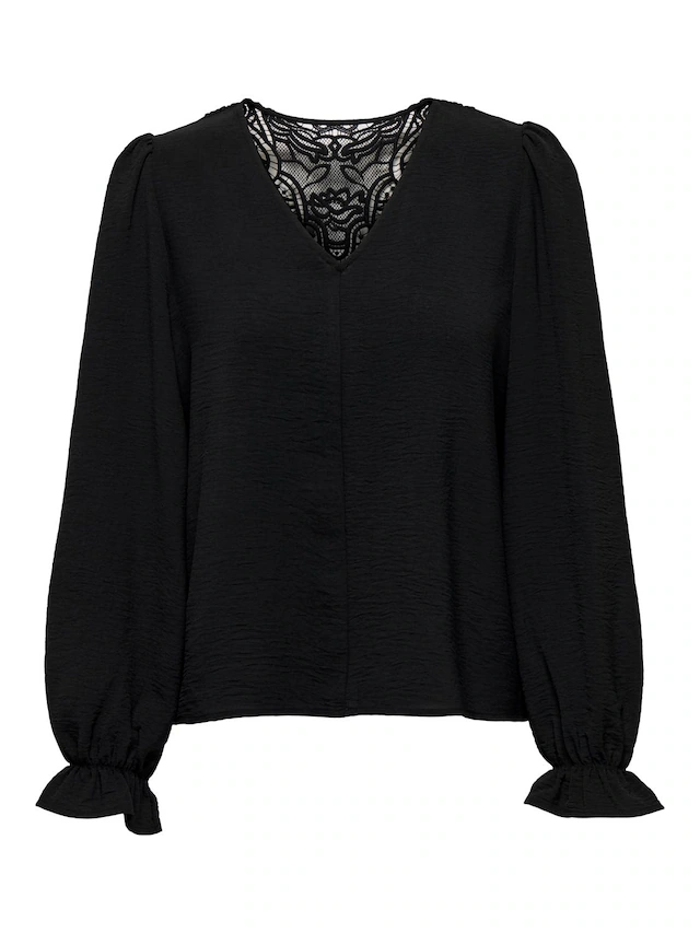 ONLY Spitzenbluse »ONLMETTE L/S LACE TOP WVN« Kunstfaser, regular fit