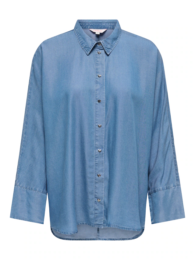 ONLY Jeansbluse »ONLGRACE-CHARIS LIFE L/S SHIRT WVN CS FR« Viskose, Denim Look