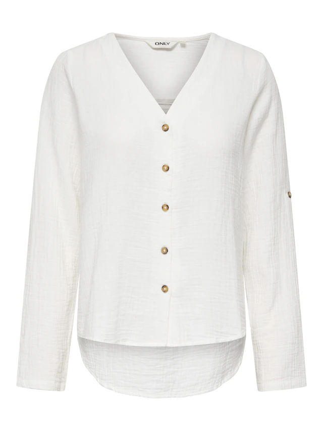ONLY Langarmbluse »ONLTHYRA LIFE V-NECK L/S SHIRT NOOS WVN« Baumwolle, regular fit