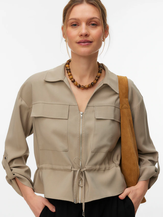Vero Moda Langarmbluse »VMKATIE LS SHIRT WVN NOOS« Materialmix