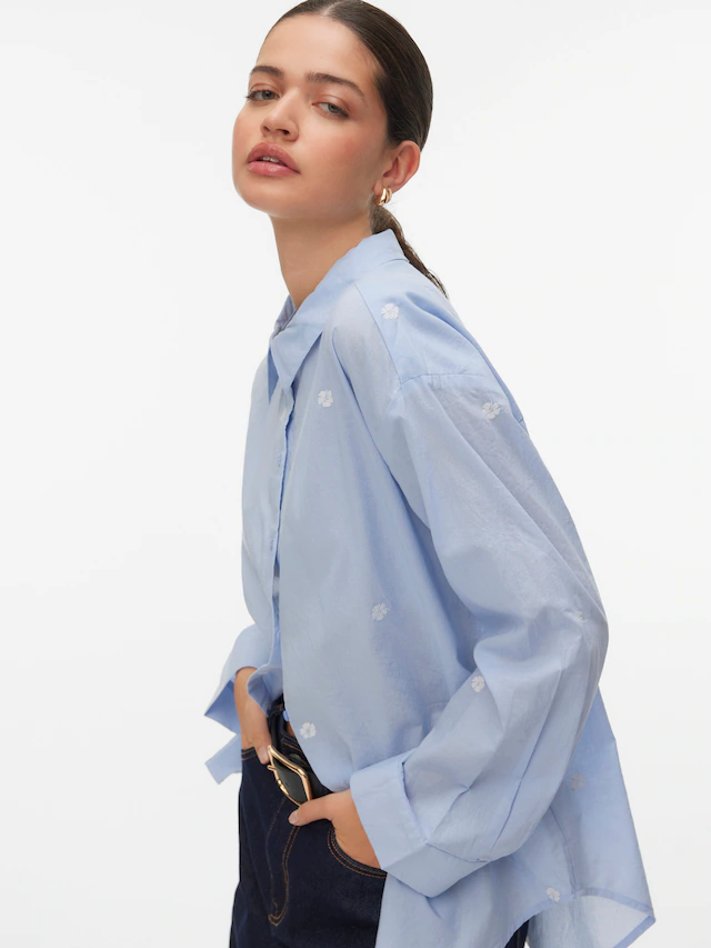 Vero Moda Langarmbluse »VMODONA LS SHIRT WVN NOOS« Baumwolle, regular fit