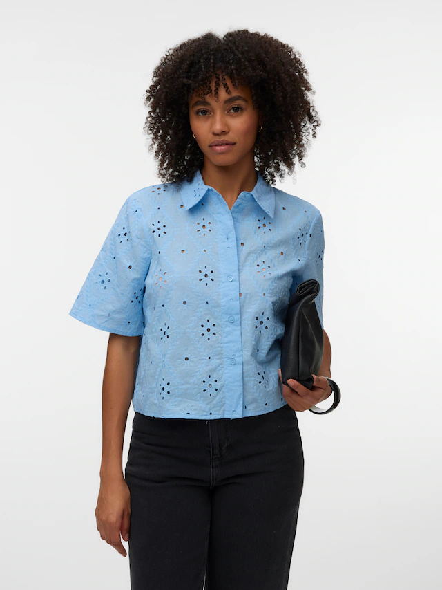 Vero Moda Kurzarmbluse »VMELIZA SHORT 2/4 SLEEVE SHIRT WVN NOOS« Baumwolle