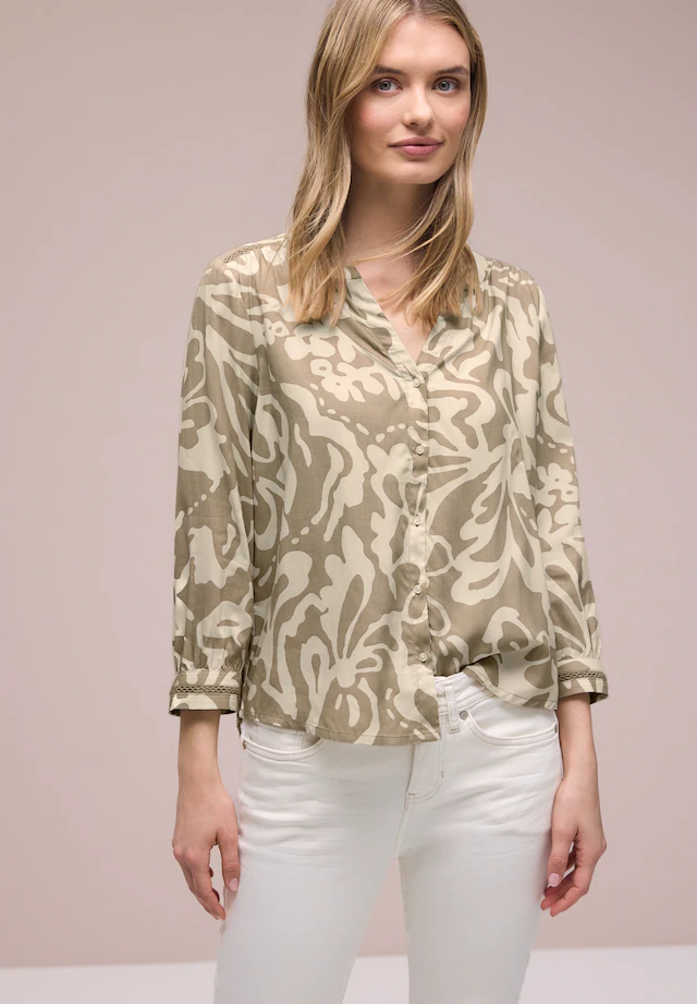 STREET ONE Druckbluse 3/4-Arm-Bluse mit floralem Muster und Tape-Details