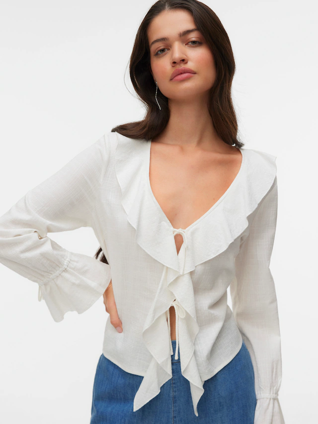 Vero Moda Rüschenbluse »VMJAMIE TIE LS TOP WVN«