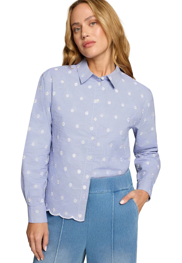 Zero Klassische Bluse »Damen mit Streifen und Stickerei«