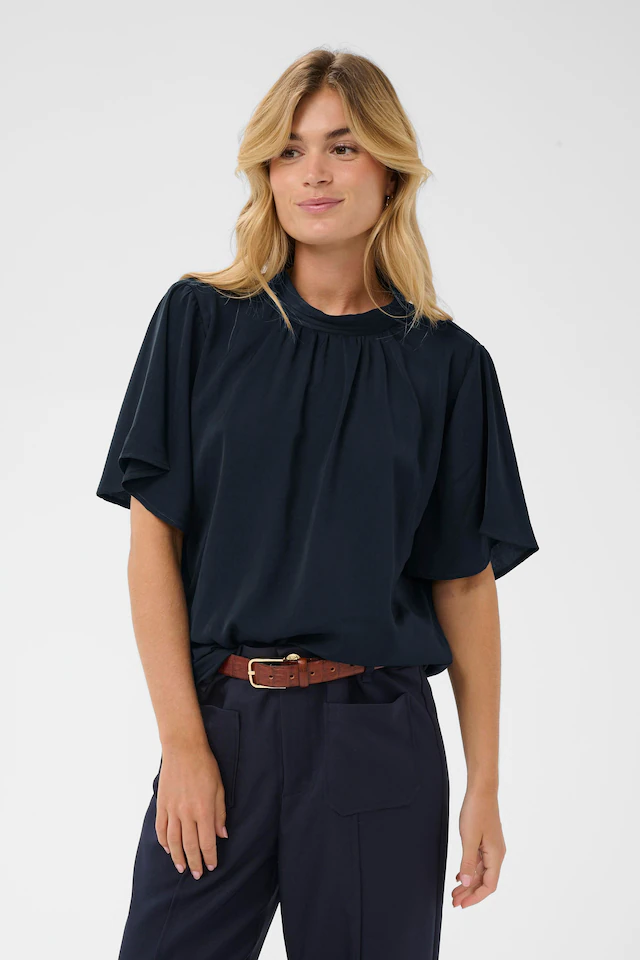 Saint Tropez Kurzarmbluse »AileenSZ Flared Blouse« Kunstfaser, Regular fit