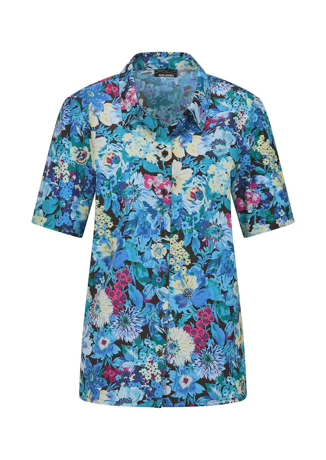 GOLDNER Hemdbluse »Kurzgröße Blusenshirt mit floralem Print« keine