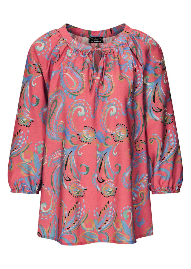 GOLDNER Schlupfbluse »Kurzgröße Viskosebluse mit Paisley-Muster« Bändchen am Ausschnitt