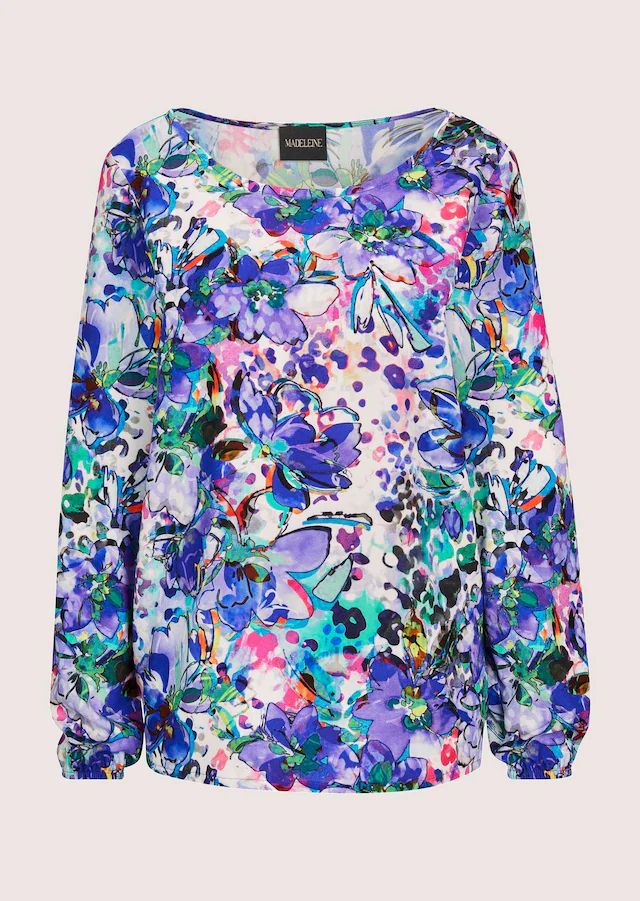 MADELEINE Schlupfbluse »Blusenshirt Viskosebluse mit floralem Aquarellmuster« Blumendruck