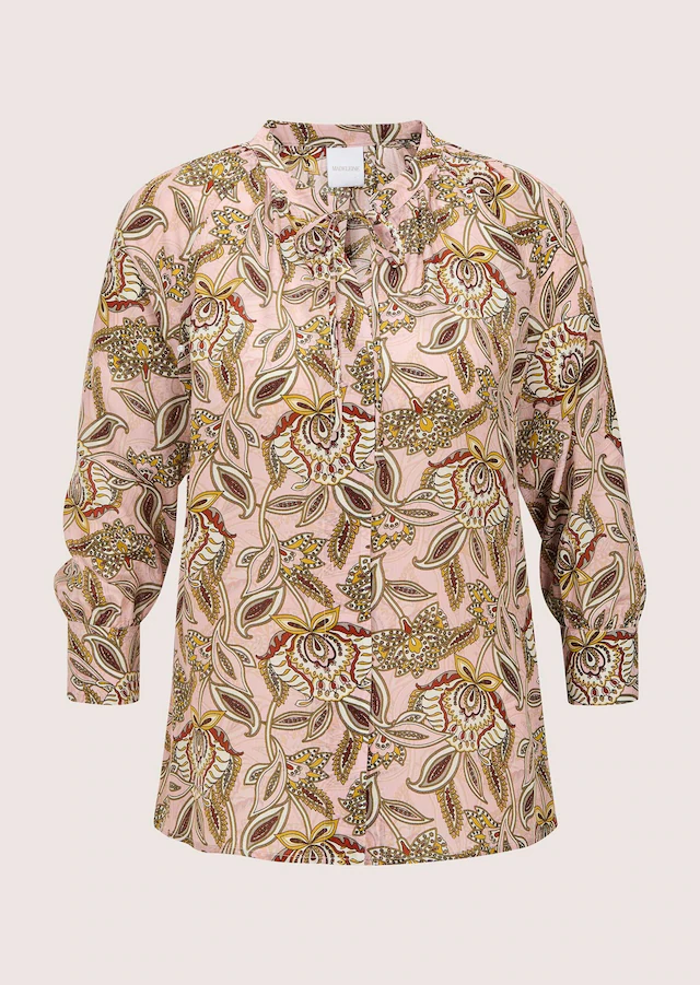 MADELEINE Kurzarmbluse »Blusenshirt Schlupfbluse mit floralem Muster« Feine Raffung