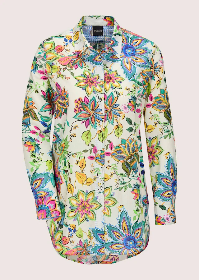 MADELEINE Langarmbluse »Hemdbluse Sommerbluse mit floralem Muster« Unikatprint