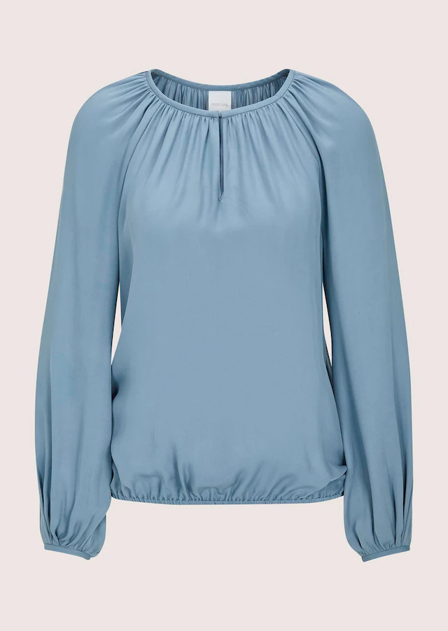 MADELEINE Langarmbluse »Blusenshirt Schlupfbluse mit edlen Raffungen« Bluse mit schmalen Einfassband