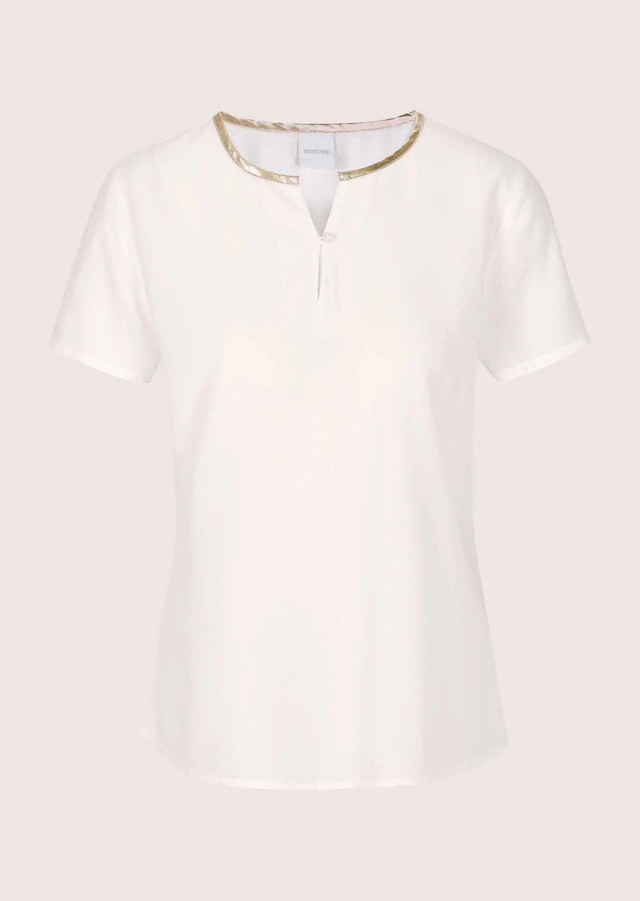 MADELEINE Kurzarmbluse »Blusenshirt Schlupfbluse mit Kontrastpaspel« Paspel