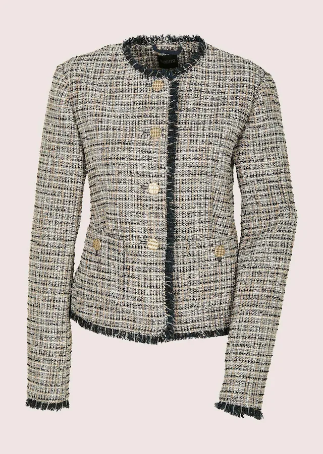 MADELEINE Jackenblazer »Blazer Tweed-Blazer mit Fransendetails« Tweed Blazer mit Fransendetails