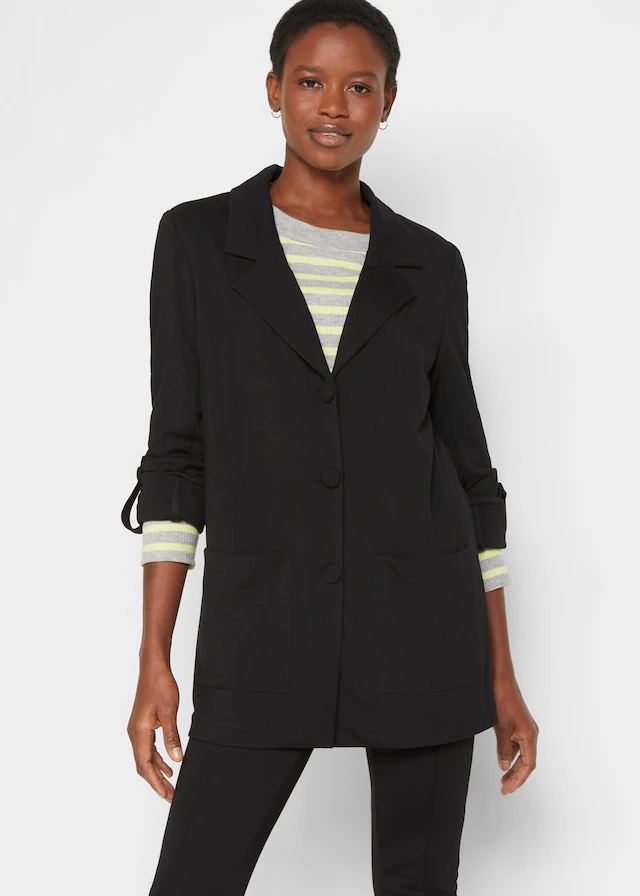 bonprix Sweatblazer 1 mit langem Arm, mit Reverskragen, Oversize Passform, aus Viskose