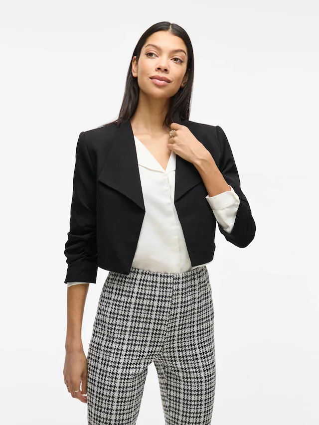 Vila Kurzblazer »VIHER BIN CROPPED BLAZER - NOOS« Materialmix, loose fit