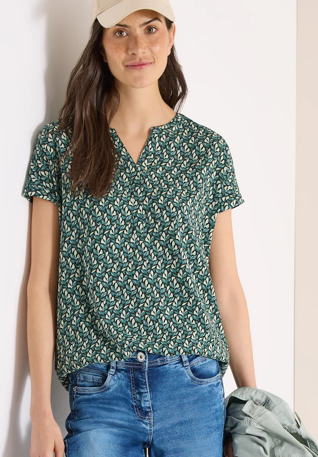 Cecil Kurzarmbluse mit Minimal Muster