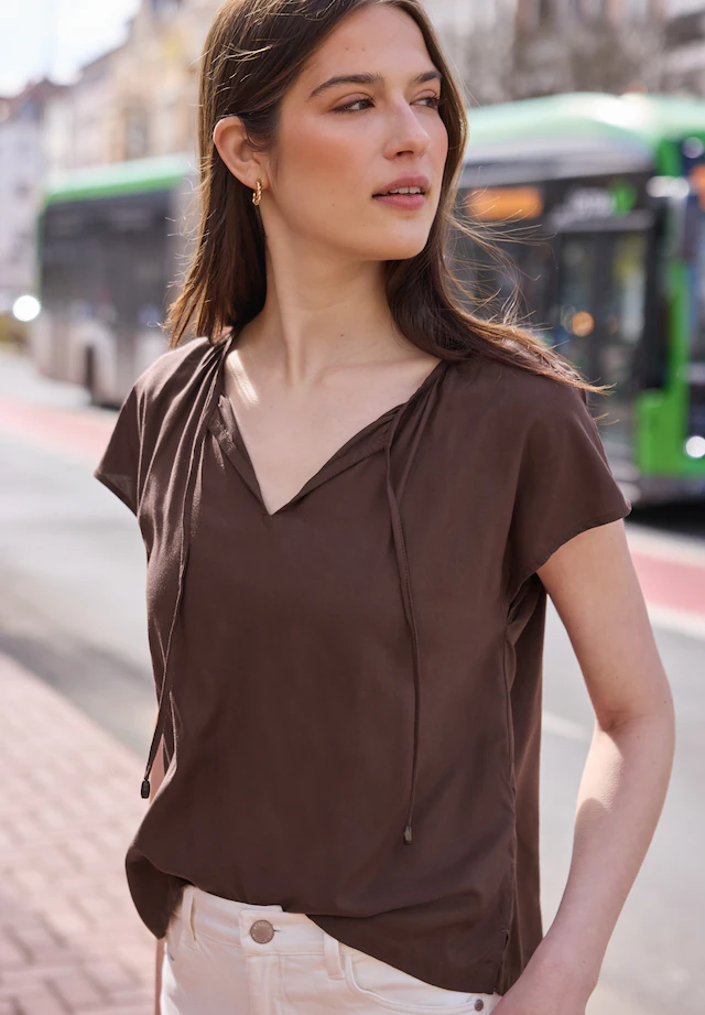 STREET ONE STUDIO Kurzarmbluse aus softer Viskose