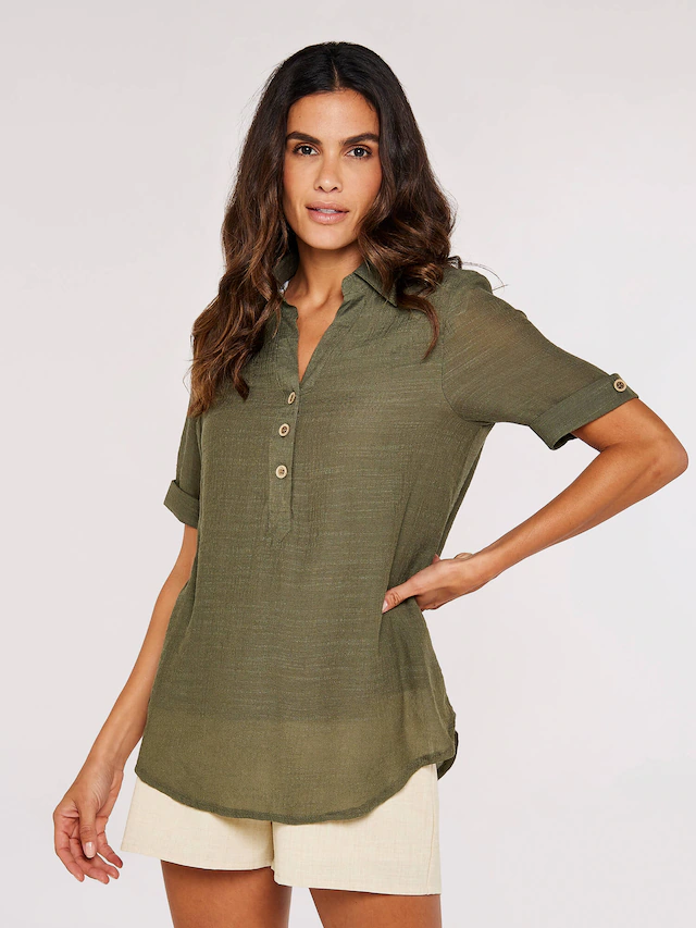 Apricot Kurzarmbluse »Bluse« mit Zierknöpfen