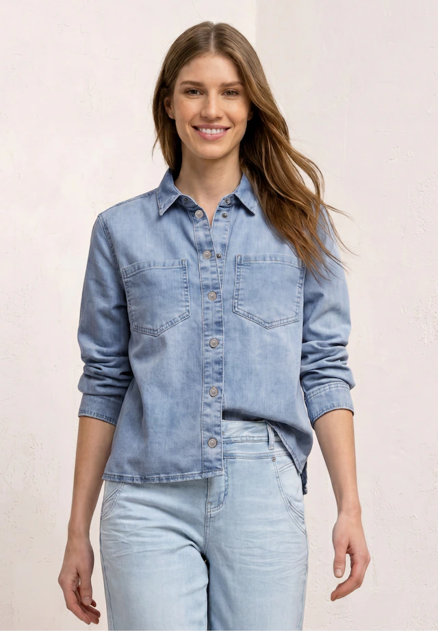 STREET ONE Langarmbluse in Denim-Optik