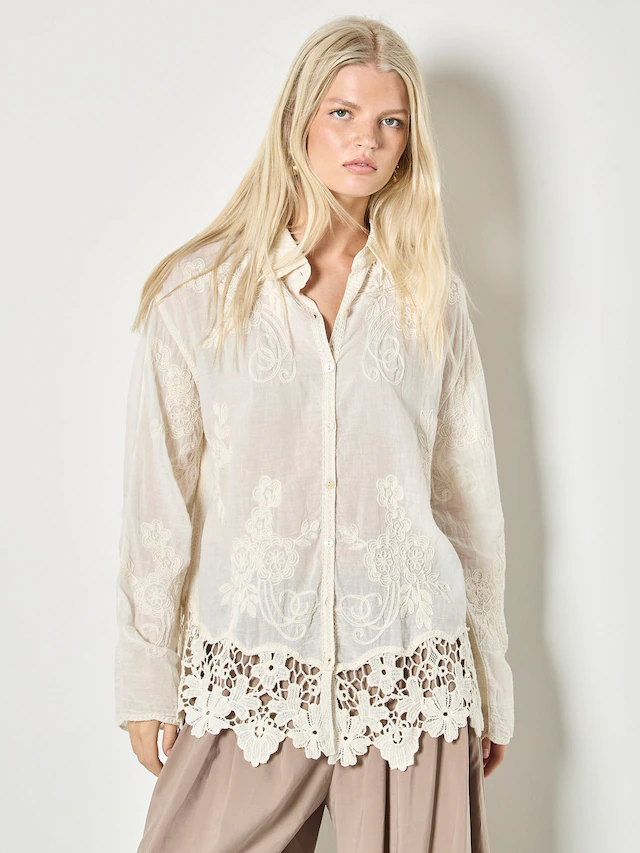 Apricot Hemdbluse »Bluse« mit Stickerei
