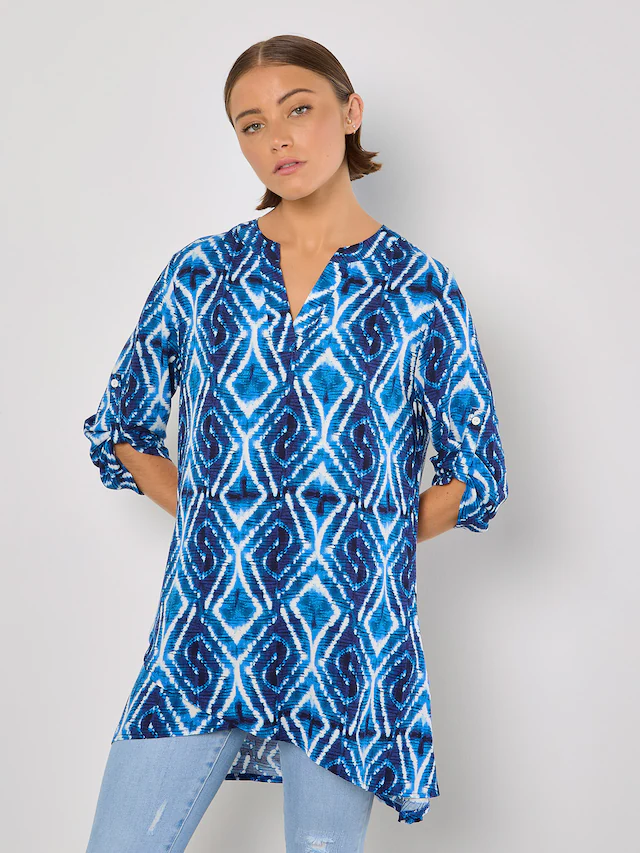 Apricot Longbluse »Bluse« mit Granddad-Ausschnitt
