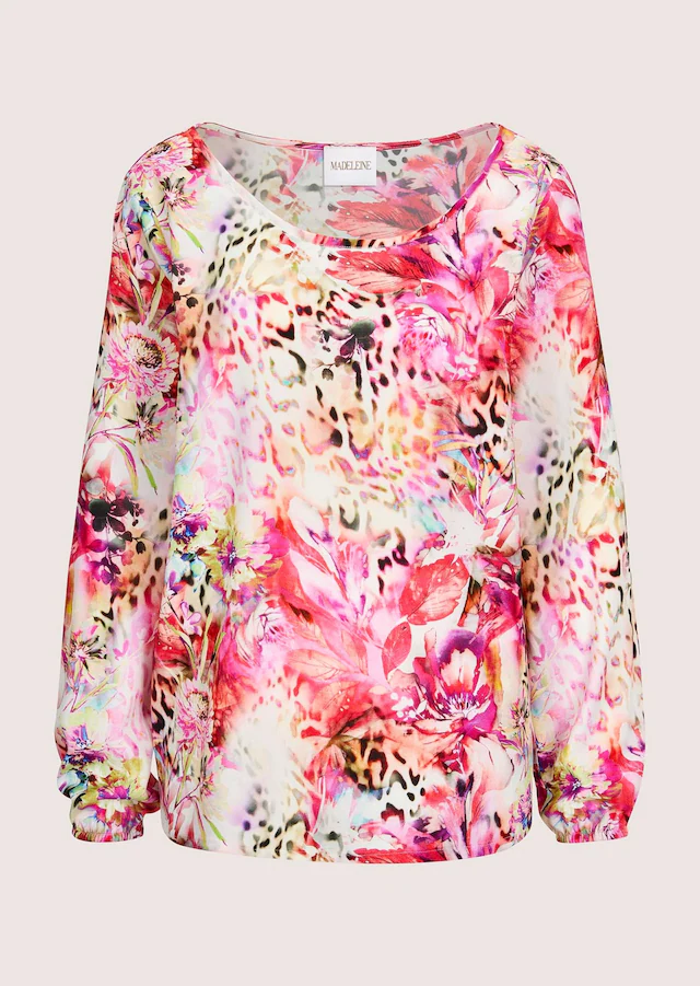MADELEINE Langarmbluse »Bluse Druckbluse mit Leo- und Blumenmuster«