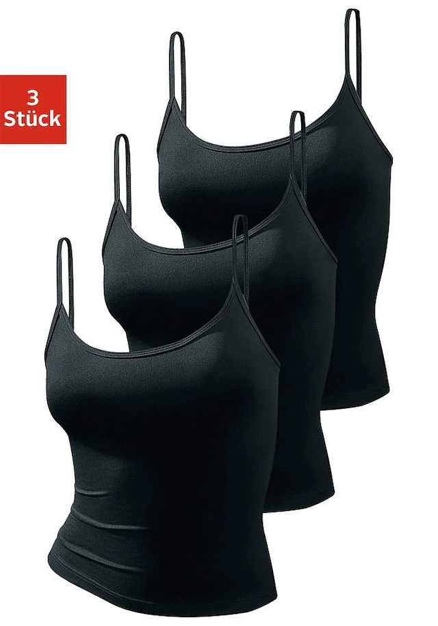 Vivance active Spaghettitop 3er-Pack,aus weicher Microfaser