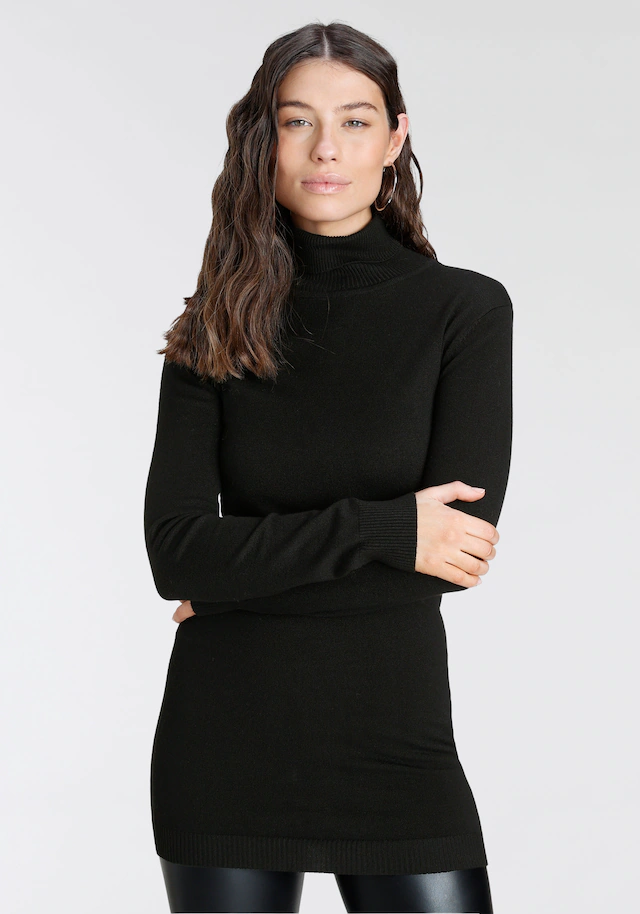 Laura Scott Rollkragenpullover Feinstrick in figurbetonter Longform