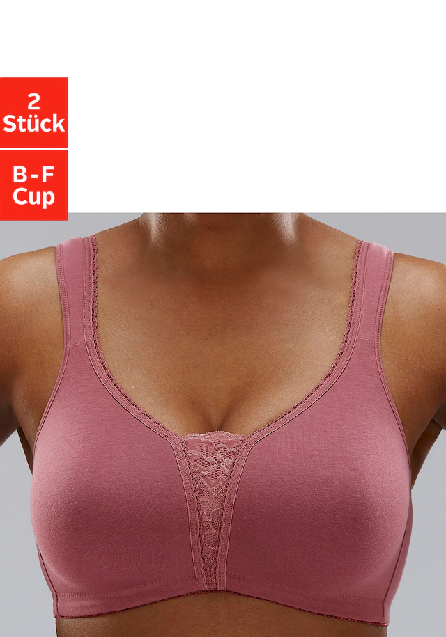 petite fleur Soft-BH Packung, 2 Stück,ohne Bügel mit Spitzen-Details – ideal für große Größen, bequemer BH