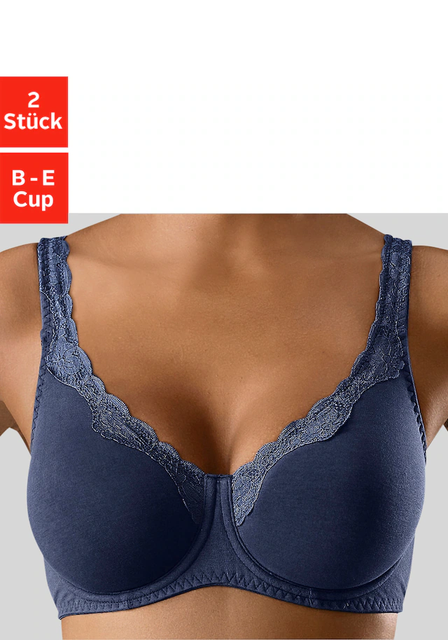 petite fleur Bügel-BH Packung, 2 Stück,aus Baumwolle mit breiteren Trägern – auch ideal für große Größen