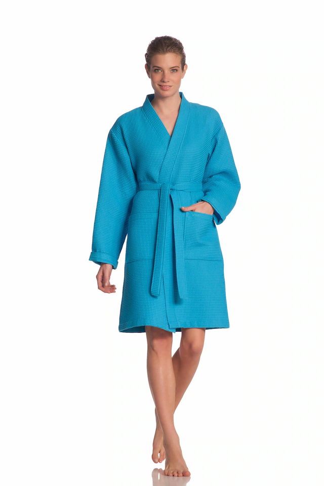 Vossen Unisex-Bademantel »Rom, ideal für Sauna & Spa, Hotelbademantel, Morgenmantel« 1 Stk. für Damen & Herren, Waffelpiqué-Struktur, in leichter Qualität