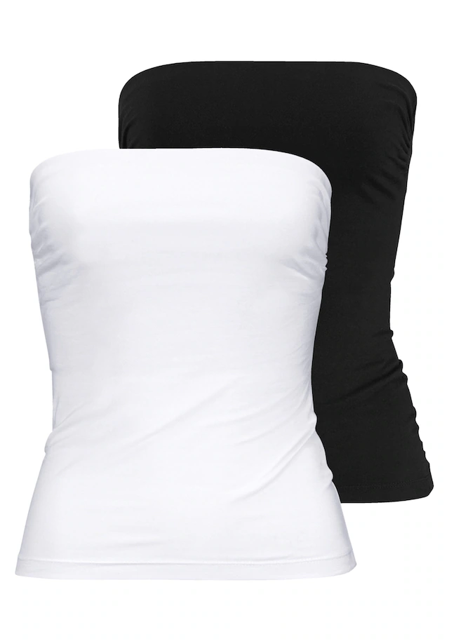 Melrose Bandeautop 2er-Pack,mit Raffung an der Naht, durchgestepptes Rumpfabschluss