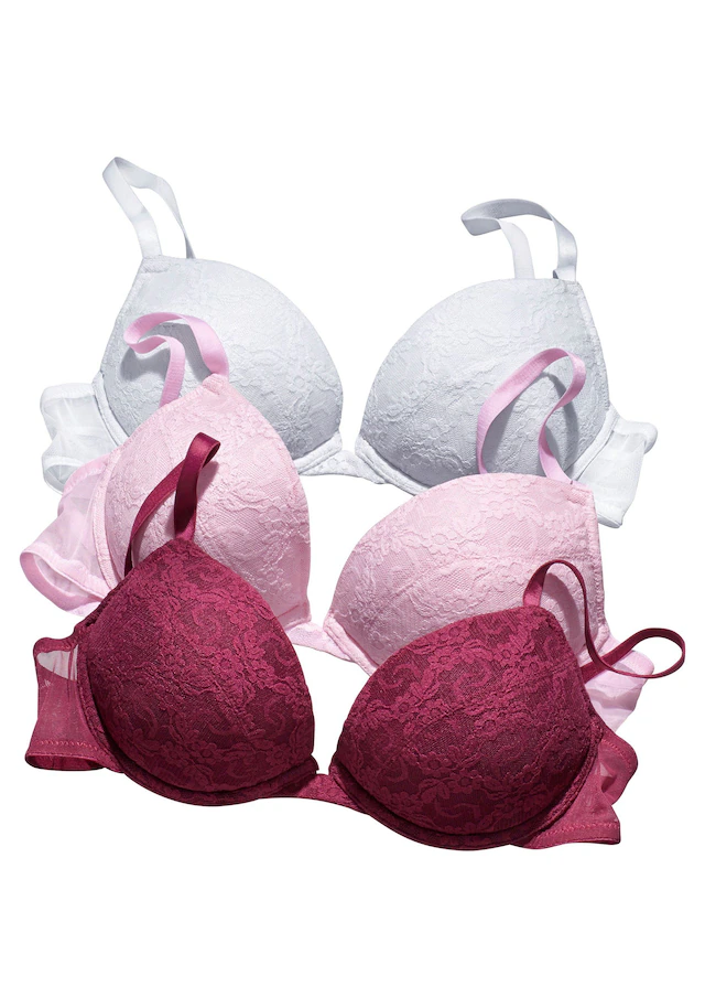 petite fleur Push-up-BH Packung, 3 Stück,mit Bügel und herausnehmbaren Kissen, Dessous