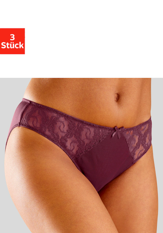 petite fleur Slip Packung, 3 Stück,mit hübschen Spitzeneinsätzen
