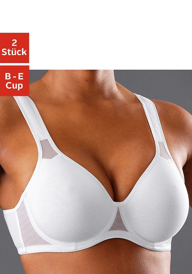 petite fleur T-Shirt-BH Packung, 2 Stück,mit Bügel und Netzeinsätzen – auch ideal für große Größen