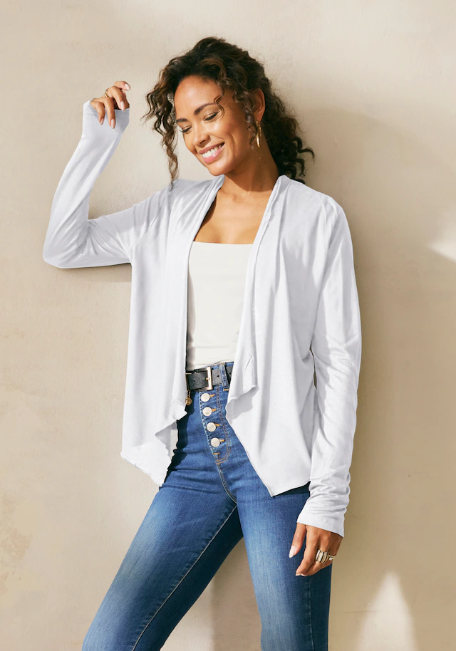 LASCANA Shirtjacke in offener Form, Strickjacke aus Jersey, Sommerjacke, Cardigan