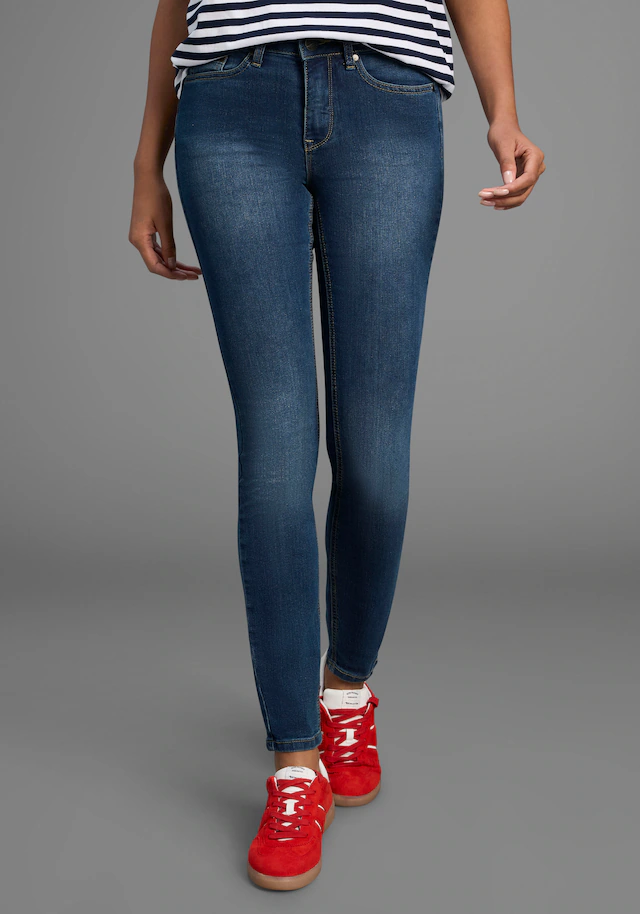 Arizona Slim-fit-Jeans »Shaping« enge Passform,Röhrenjeans,Used-Look-Waschung,hohe Leibhöhe