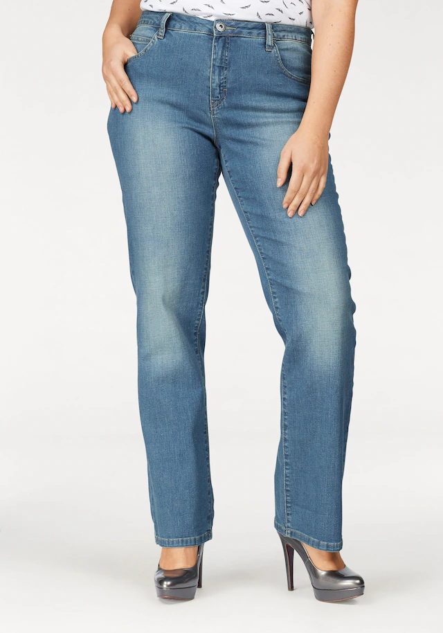 Arizona Gerade Jeans »Curve-Collection« hohe Leibhöhe,rinsed Waschung,cleaner Look