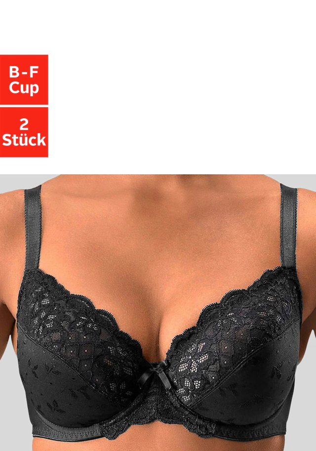 petite fleur Bügel-BH Packung, 2 Stück,mit elastischer Spitze, Dessous – ideal für große Größen