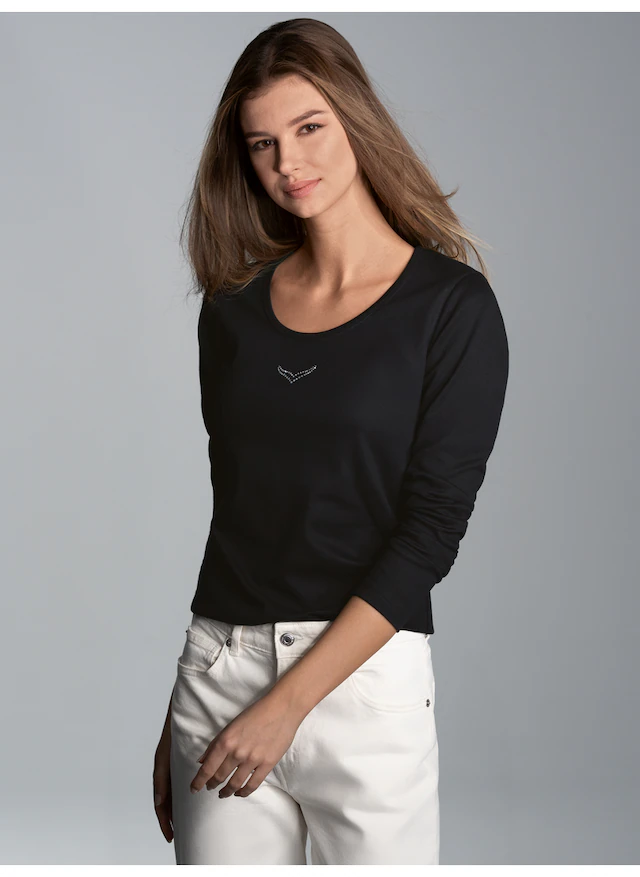 Trigema Longsleeve »TRIGEMA Langarmshirt mit Kristallsteinen« 1 Stk.