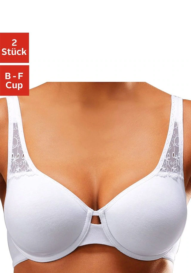 petite fleur T-Shirt-BH Packung, 2 Stück,aus weicher Baumwolle mit Spitzeneinsätzen