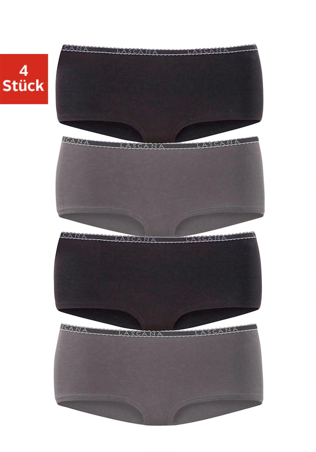 LASCANA Panty 4er-Pack,aus elastischer Baumwoll-Qualität
