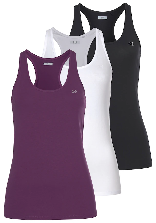 H.I.S Tanktop Packung, 3er-Pack,Softer Feinripp mit elastischer Baumwolle für hohen Tragekomfort