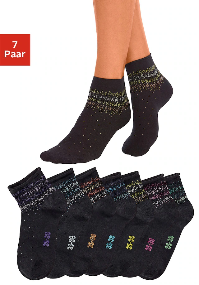 H.I.S Kurzsocken Packung, 7 Stk. tlg. mit Pünktchen Muster