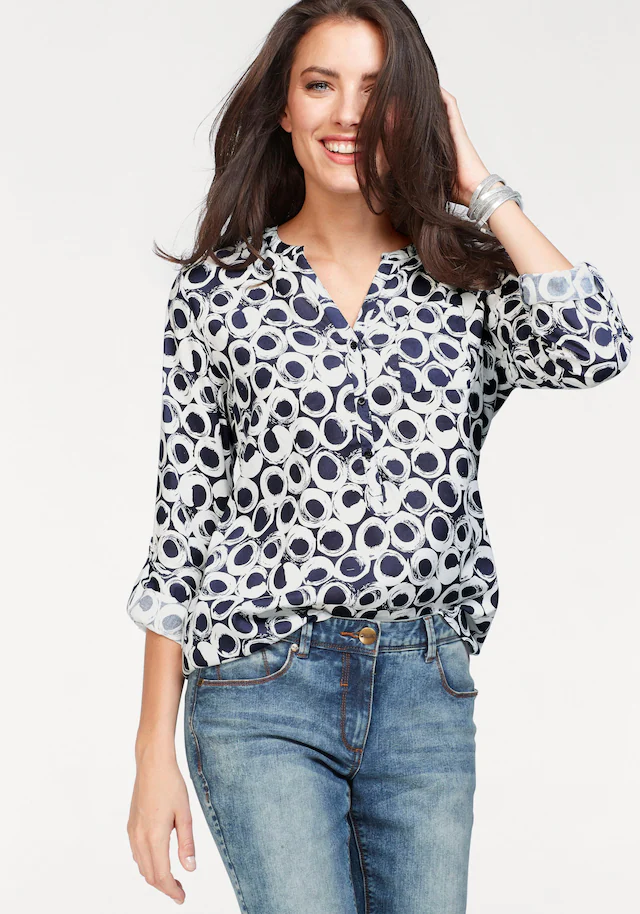 Aniston CASUAL Schlupfbluse mit krempelbaren Ärmeln