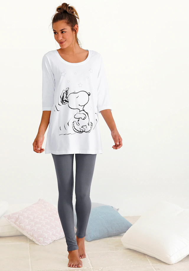 Peanuts Pyjama Set, 2 tlg. mit Leggings und legerem Shirt mit Snoopy Druck